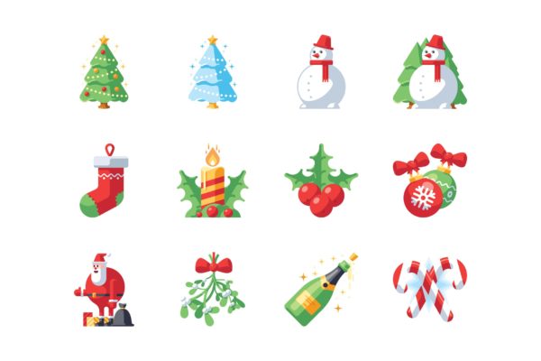 圣诞节&amp;新年主题矢量图标素材 Christmas and New Year icon set