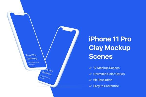黏土陶瓷风格iPhone 11 Pro手机16设计网精选样机模板 iPhone 11 Pro Mockup &#8211; Clay Mockup Pack