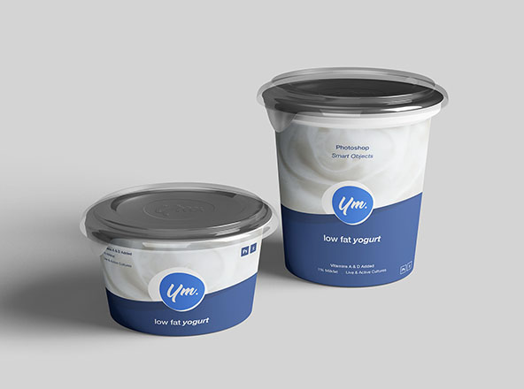 酸奶杯设计效果图样机模板 Yogurt Package Mockup