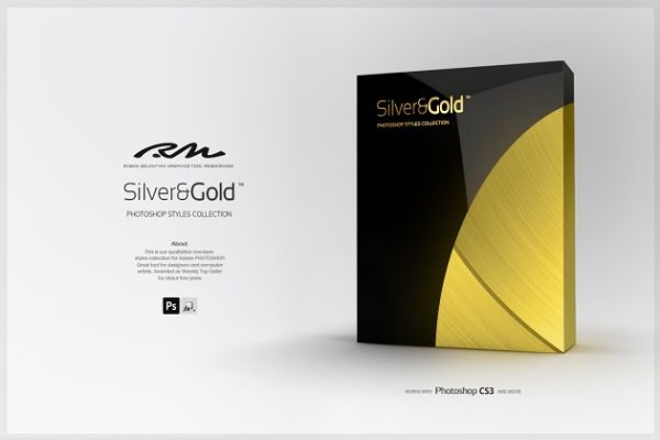 超级金色&amp;银色金属图层样式合集 RM Silver &amp; Gold