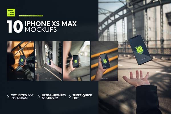 10 个带场景的iPhone XS MAX Mockups 样机下载 [PSD]