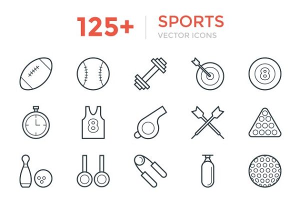 125+体育运动主题矢量ico图标 125+ Sports Vector Icons