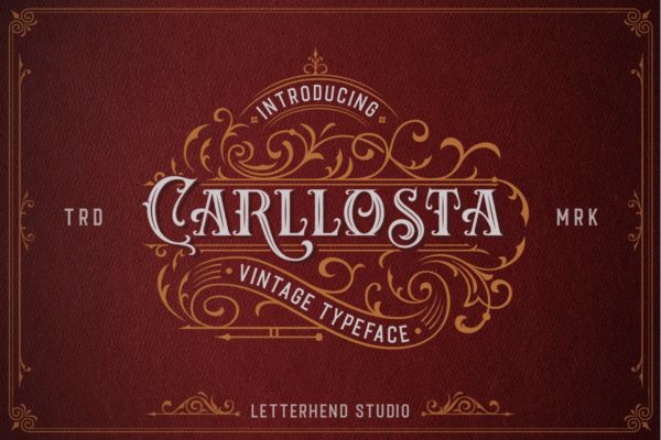 维多利亚风格复古英文衬线字体 Carllosta &#8211; Layered Font (+EXTRAS)