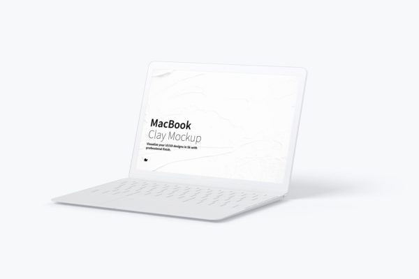 MacBook笔记本电脑屏幕演示右视图样机 Clay MacBook Mockup, Right View