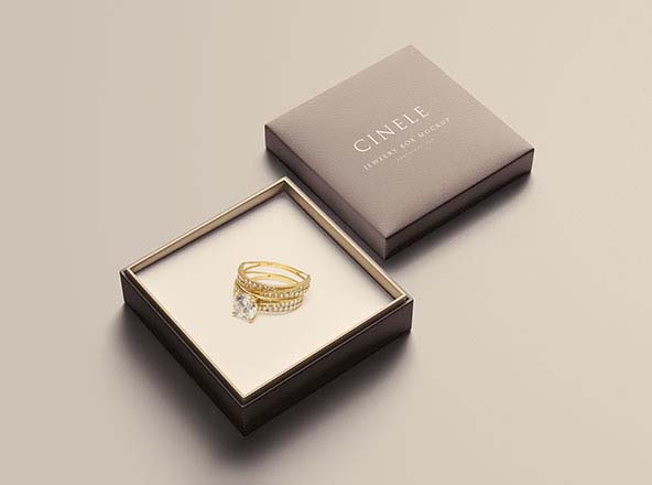 珠宝首饰礼品包装盒设计图样机模板 Jewelry Box Mockup
