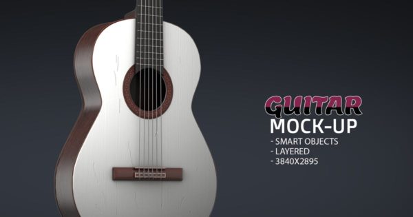 吉他产品外观设计效果图16设计网精选模板v2 Guitar Face PSD Mock-up