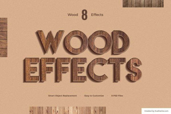 8款超逼真木纹效果PS字体样式 8 Wood Text Effects