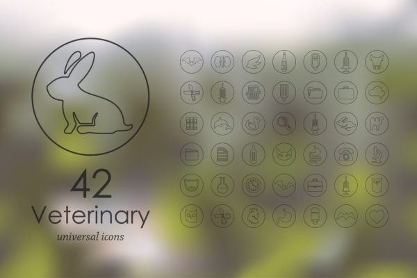 42个通用宠物医院图标  42 veterinary icons