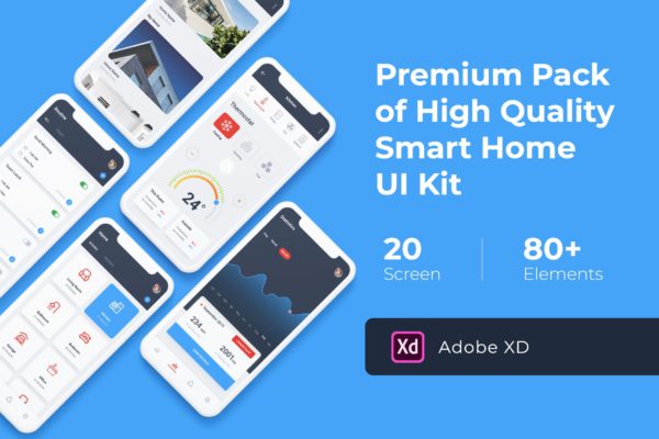 智能家居APP应用定制开发设计UI套件XD模板 Smart Home Mobile UI KIT for XD