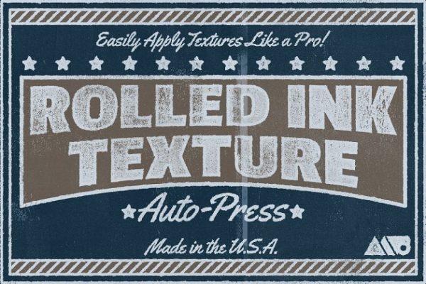 12款复古墨辊印刷效果图层样式 Rolled Ink Texture Auto-Press