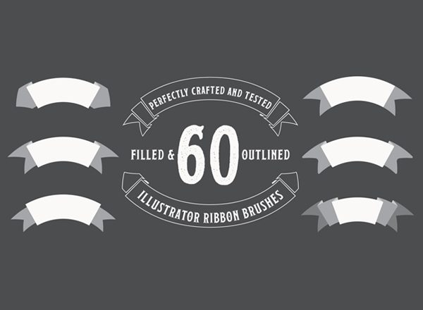 60个彩带形状 AI 笔刷 60 Illustrator Ribbon Brushes