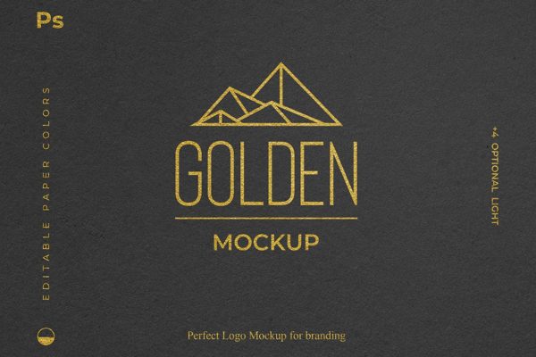 烫金印刷工艺Logo设计效果图样机 Gold Foil Paper Logo Mockup