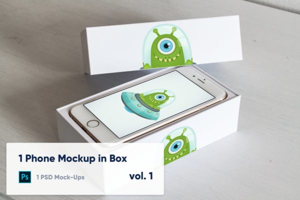 实体键盘iPhone手机开箱演示16设计网精选样机模板v1 1 Phone Mockup in Paper Box &#8211; Vol. 1