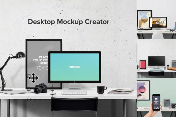 办公桌办公场景样机模板 Desktop Mockup Creator