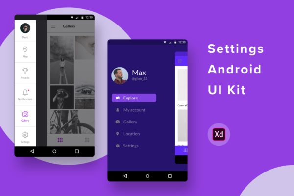 安卓手机APP设置界面UI设计XD模板 Settings Android UI Kit (Adobe XD)