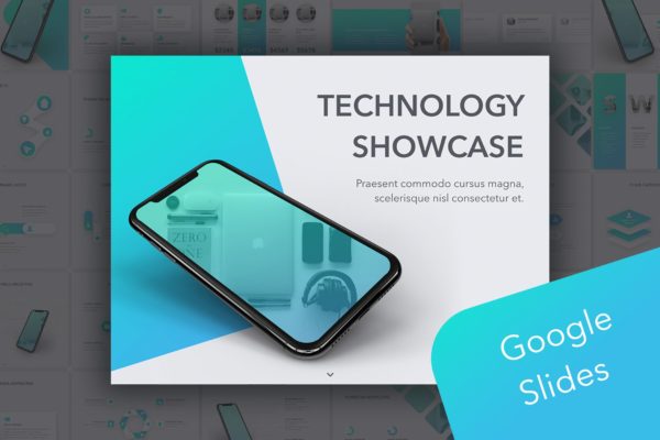 科技项目案例演示16设计素材网精选谷歌演示模板 Technology Showcase Google Slides Template