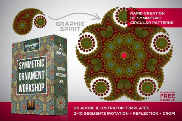 曼陀罗装饰元素AI图层模板 Ai Mandala Ornament Templates