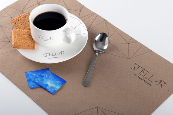 咖啡杯和餐垫咖啡品牌设计样机02 Coffee Cup and Placemat Mockup 02