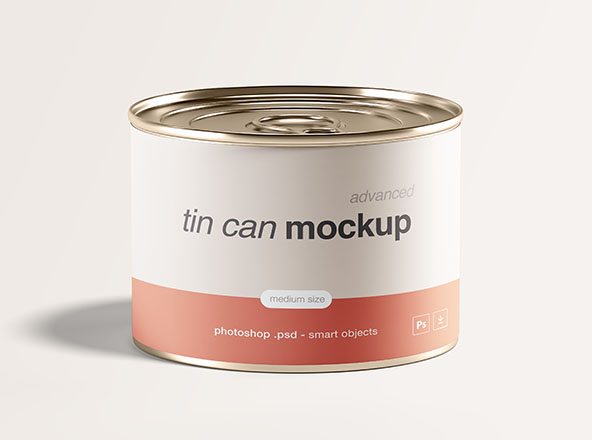 中型锡罐食品罐头外观设计样机模板 Medium Tin Can Mockup