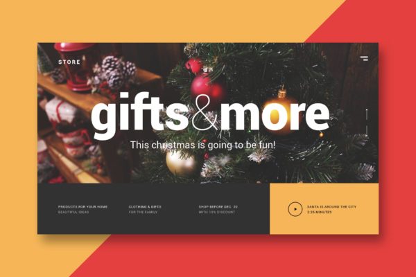 圣诞节礼物商店网站着陆页设计模板 Christmas Store &#8211; Landing Page