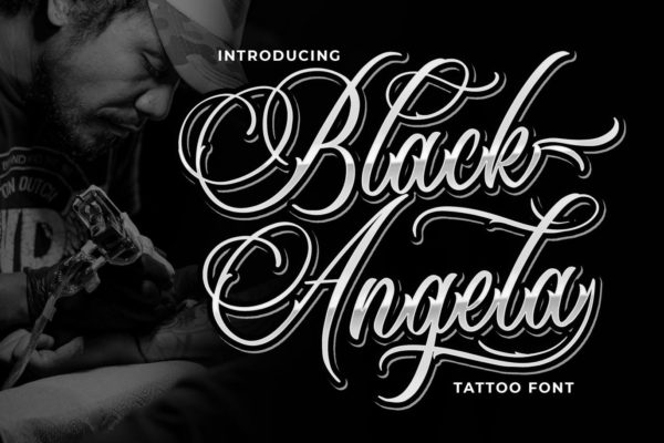 纹身艺术风格英文书法字体下载 Black Angela &#8211; Tattoo Font
