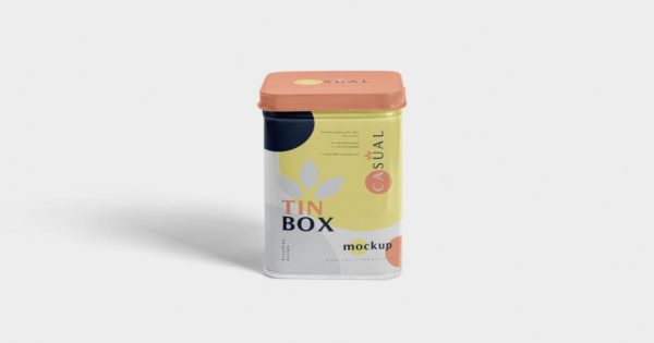 金属包装盒外观设计效果图样机 Metallic Box Packaging Mockups
