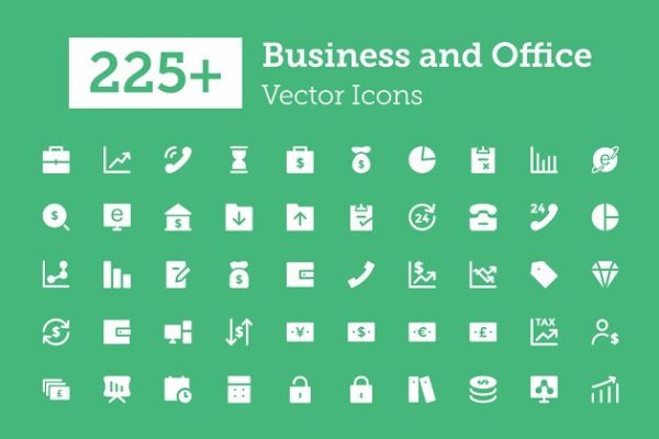 225+商业和办公图标集  225+ Business and Office Icons