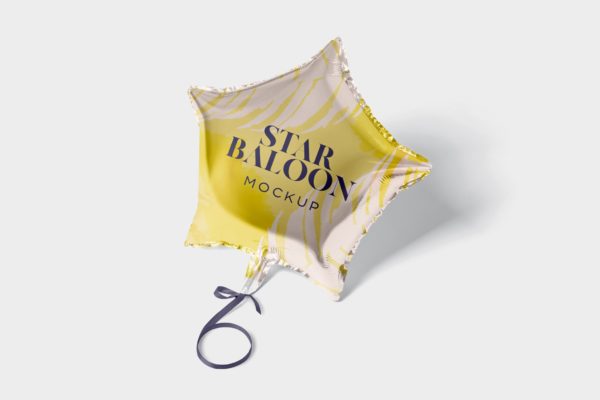 气球星星装饰物图案设计样机素材中国精选模板 Star Balloon Mockup