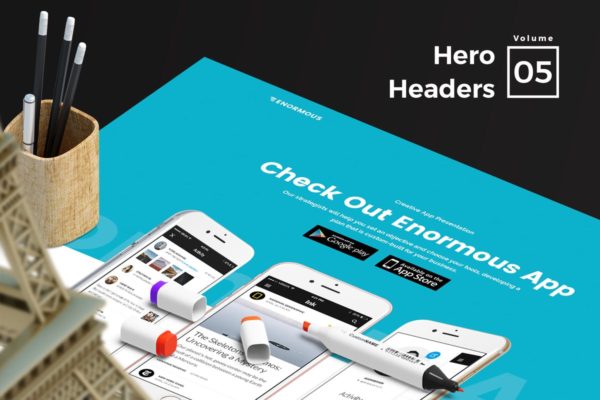 网站头部设计巨无霸Headers设计模板V5 Hero Headers for Web Vol 05