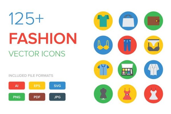 125+枚时尚主题矢量图标 125+ Fashion Vector Icons