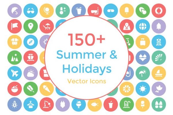 150+枚夏日＆假日旅行主题图标下载 150+ Summer and Holidays Icons