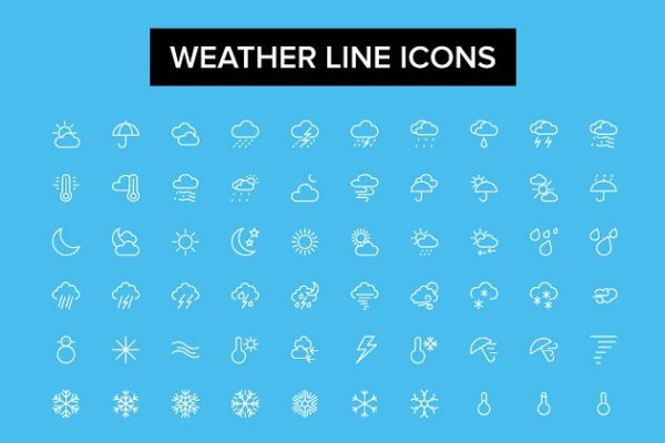 天气主题线条图标素材 Weather Line Icons
