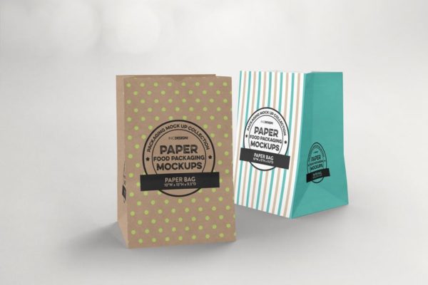 杂货纸袋包装设计效果图素材天下精选 Grocery Paper Bags Packaging Mockup