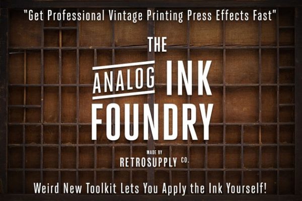 橡胶墨辊印刷效果图层样式 Analog Ink Foundry &#8211; PSD Print Kit