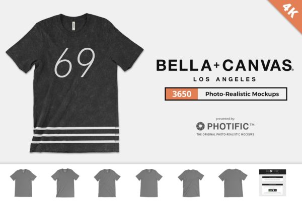 女款长款T恤样机模板 Bella Canvas 3650 Poly-Tee Mockups
