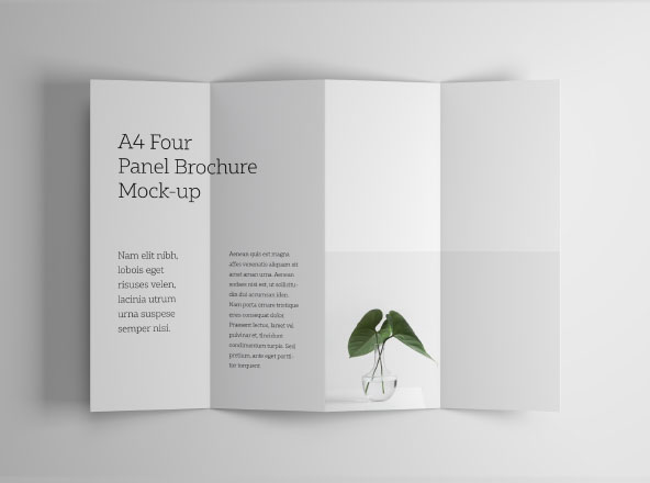 A4纸规格四折页宣传单设计样机模板 A4 Four Panel Brochure Mockup