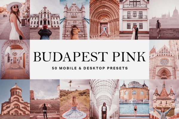 50款经典电影胶片色调Lightroom预设&amp;LUT 50 Budapest Pink Lightroom Presets and LUTs