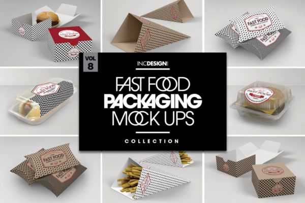 快餐食品包装样机v8 Fast Food Boxes Vol.8: Take Out Packaging Mockups