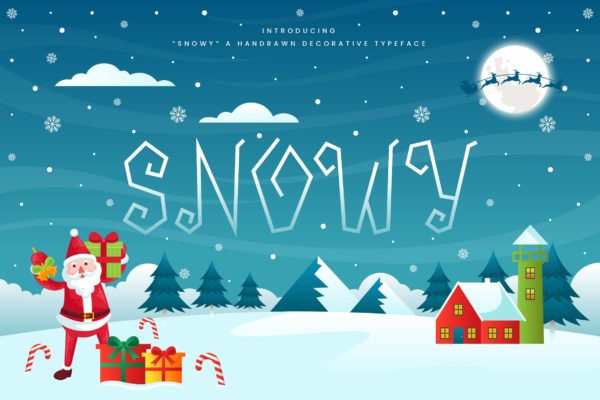 圣诞节主题设计圣诞节装饰字体下载 Snowy &#8211; Decorative Christmas Font