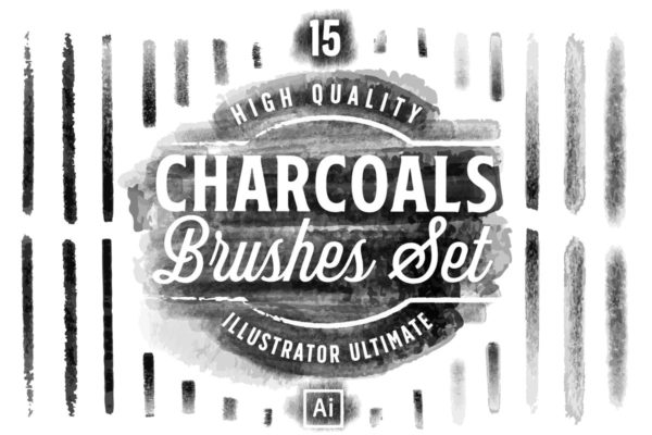 15款木炭画笔AI笔刷 Charcoals Brushes Set for Adobe Illustator