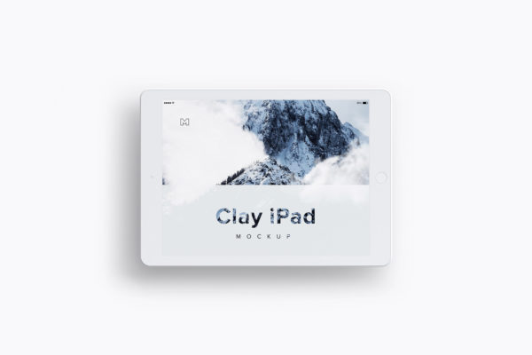 iPad平板电脑屏幕演示俯视图样机04 Clay iPad 9.7 Mockup 04