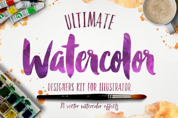 精美水彩插画设计素材包 for AI Watercolor KIT for Illustrator