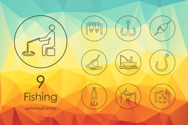 9枚与钓鱼有关的图标 9 fishing icons