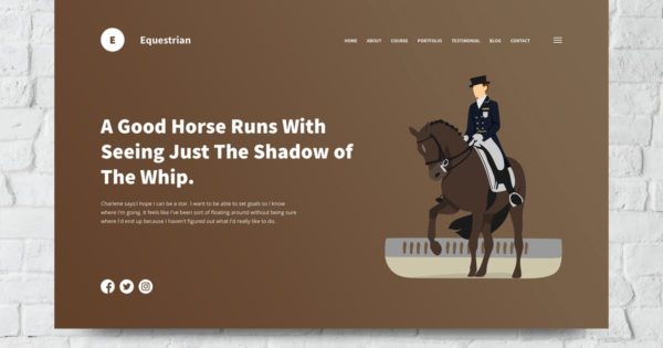 骑马赛马运动主题网站着陆页设计PSD模板 Equestrian Web Header PSD and Vector Template