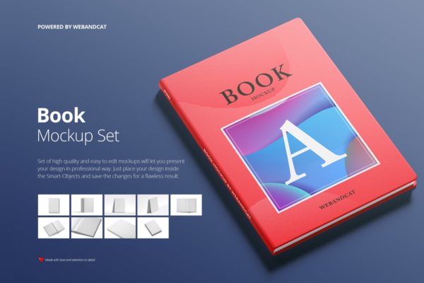 9套高质量且易于编辑记事本/书籍样机16素材网精选 Book Mockup Set