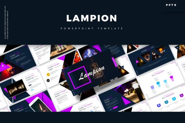 创意灯具设计加工工厂介绍PPT模板下载 Lampion &#8211; Powerpoint Template