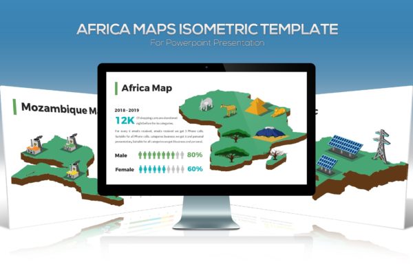 美洲国家/地区地图PPT幻灯片设计素材 Africa Maps Isometric &amp; Legends For Powerpoint