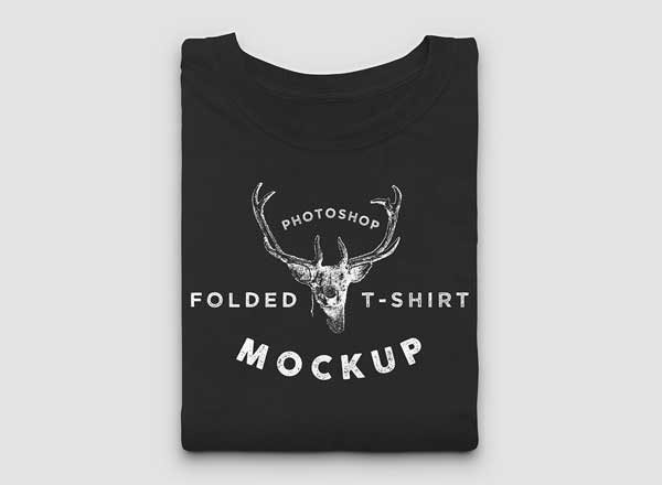 折叠T恤 PSD 样机 Folded T-Shirt Mockup PSD