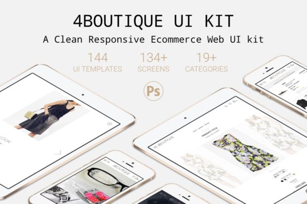 响应式电子商务网站Web UI工具包 4Boutique &#8211; A Responsive Ecommerce Web UI KIT PSD