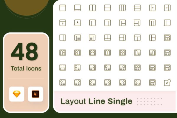 Line Senja图标系列：界面设计布局矢量线性图标 Line Senja &#8211; Layout
